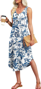 Haidee Abito Donna Midi Estivo – Senza Maniche, Bottoni Frontali, Tasche Casual