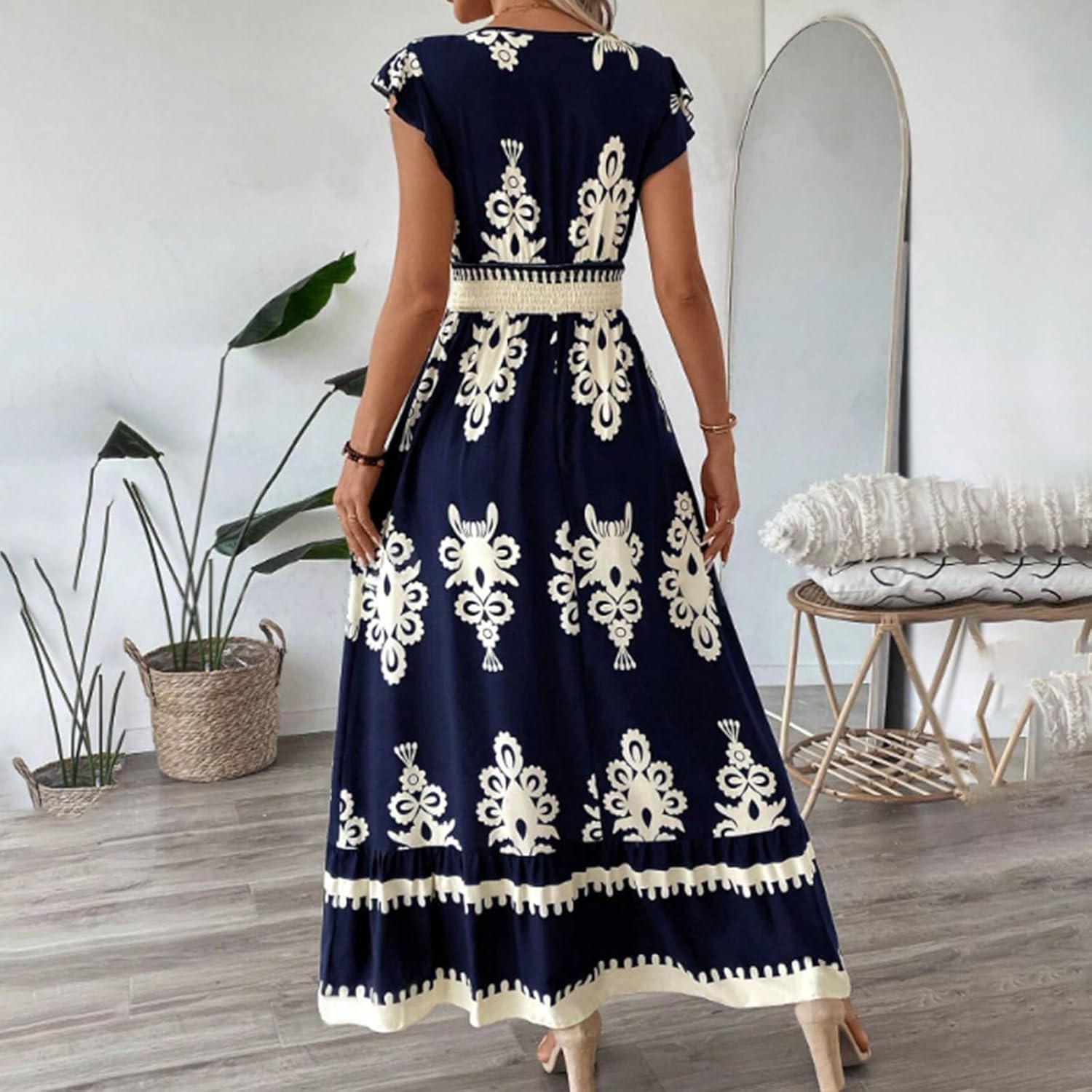 Giulia Vestito Maxi Boho da Donna – Abito Estivo Floreale Casual da Spiaggia