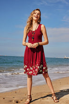 Aurora Women's Summer Midi Dress – Casual Sleeveless Floral Beach Dress