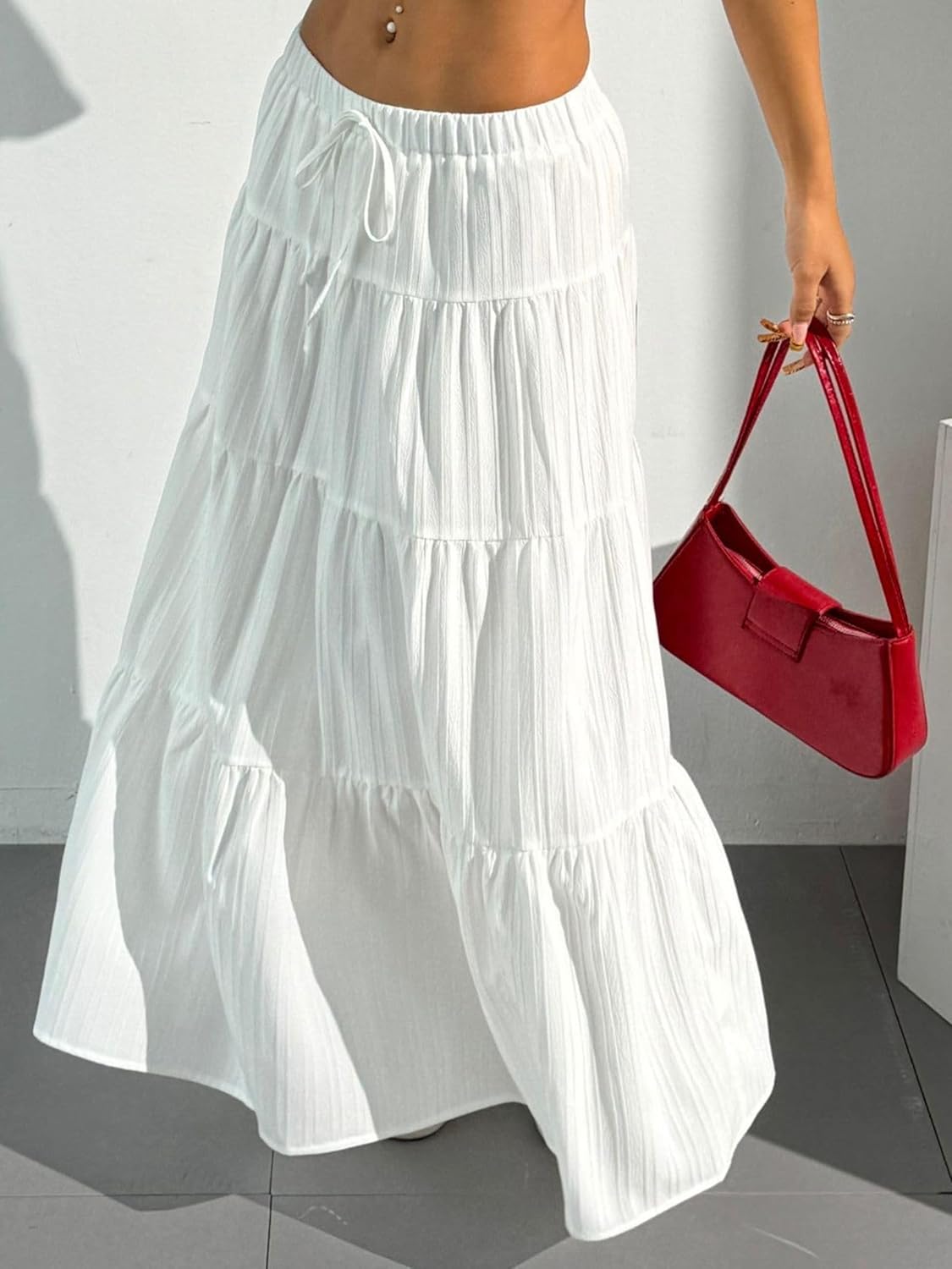 Jupe longue maxi bohème Isabella pour femme – Jupe longue à volants avec taille élastiquée