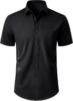 Wilfrits Camicia Elegante da Uomo – Camicia Estiva Antipiega a Maniche Corte con Taschino