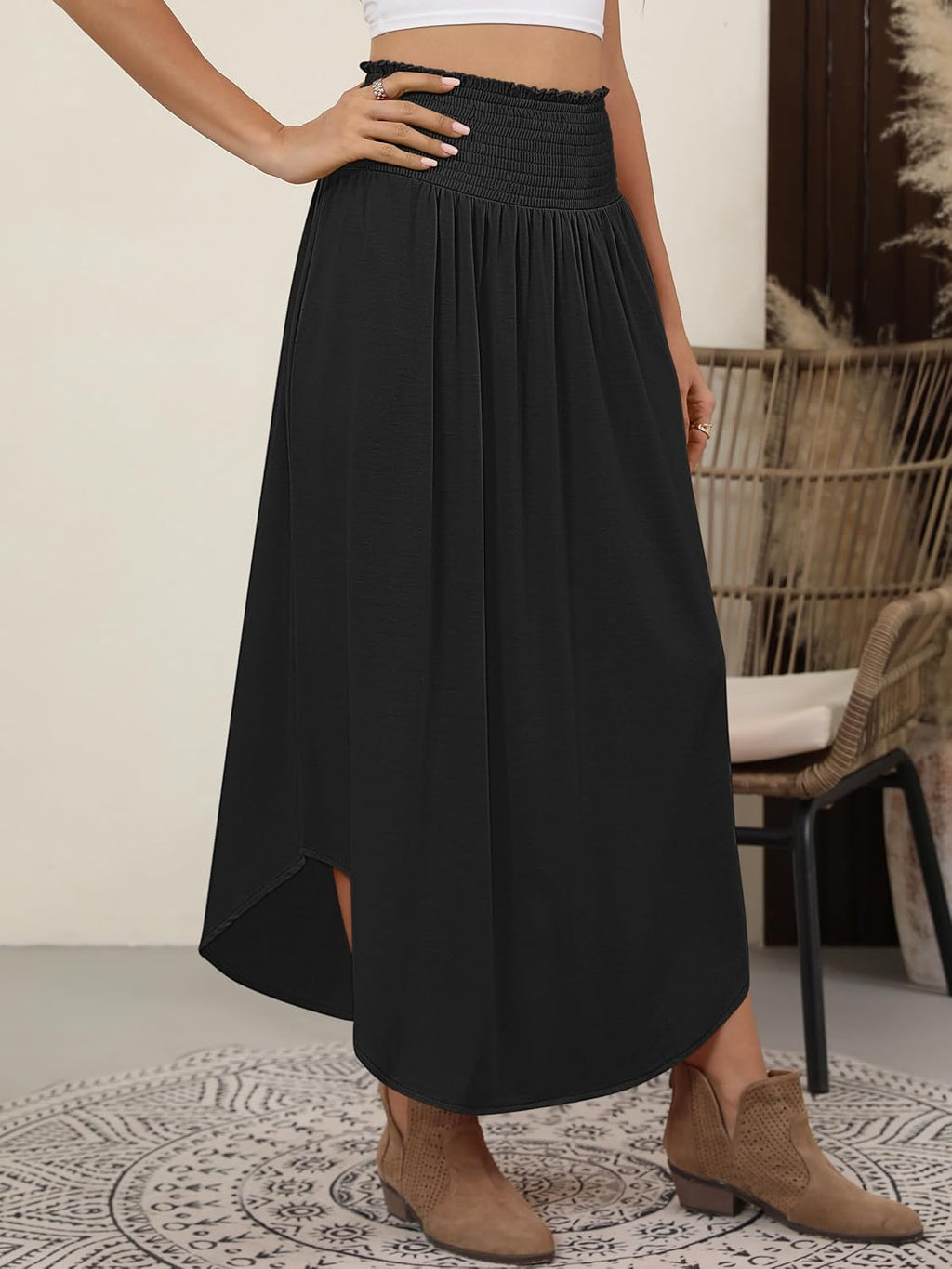 Jupe Lulu Femme – Jupe Maxi Bohème Florale Taille Haute avec Poches