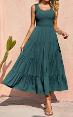 Sophie Vestito Maxi Boho da Donna – Abito Lungo Estivo Smock Elegante Senza Maniche