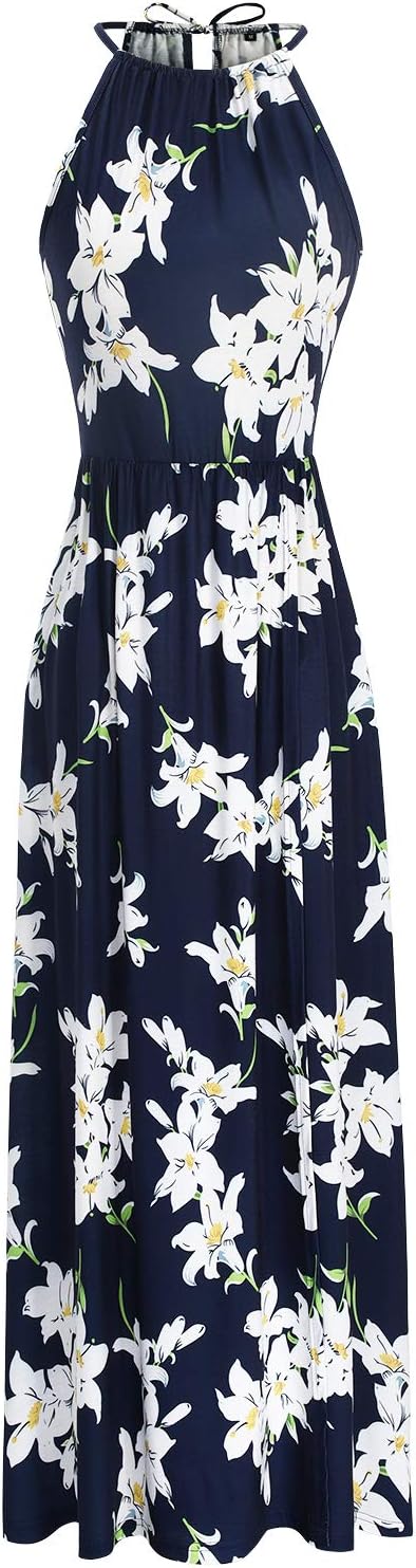 Valentina Vestito Maxi Floreale da Donna – Abito Elegante Halter Estivo da Spiaggia