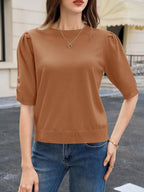 Elisa Maglia Donna – Top Knit con Maniche a Palloncino, Casual Elegante