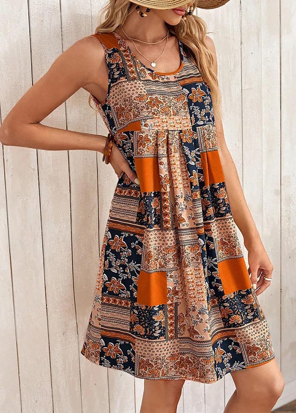 Luna Vestito Boho Estivo da Donna – Abito Floreale Senza Maniche Casual da Spiaggia