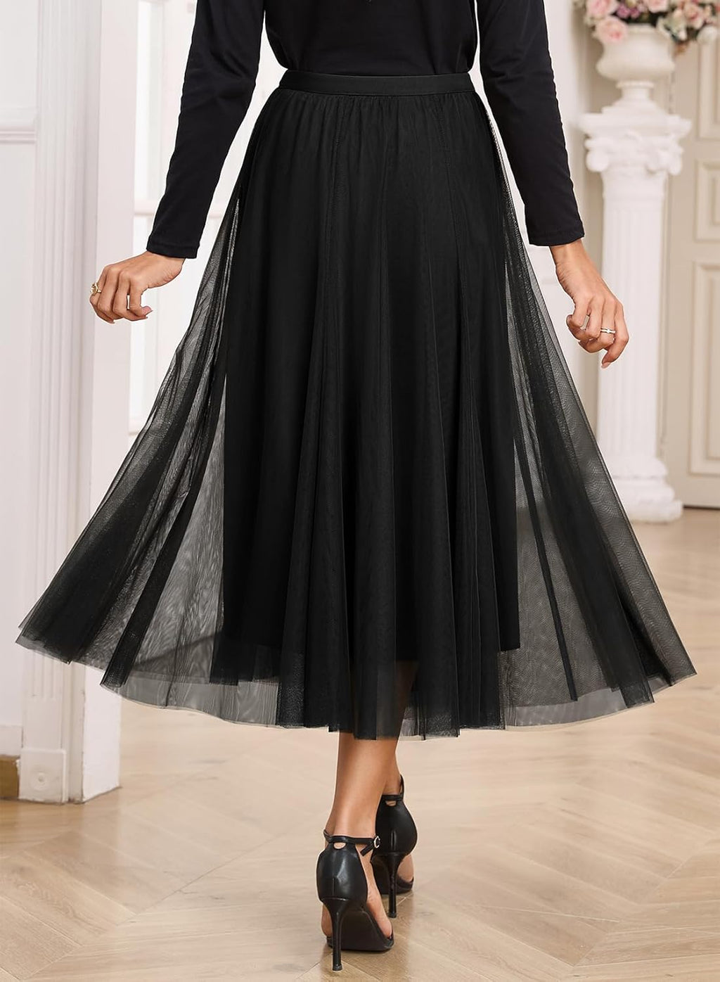 Cassy Skirt for Women – Elegant High-Waisted Midi Tulle Skirt