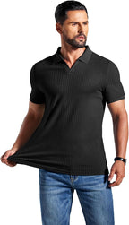 Marco Polo Homme Slim Fit – Polo côtelé avec col en V décontracté élégant