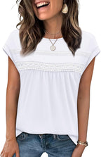Chiara Blusa Donna – Pizzo Crochet, Peplum Flowy, Maniche Corte Casual Elegante