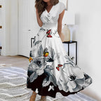 Valeria Vestito Elegante da Donna – Abito Lungo Floreale con Scollo V e Corsetto