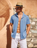 Riccardo Camicia Guayabera Uomo – Camicia Cubana Estiva a Maniche Corte