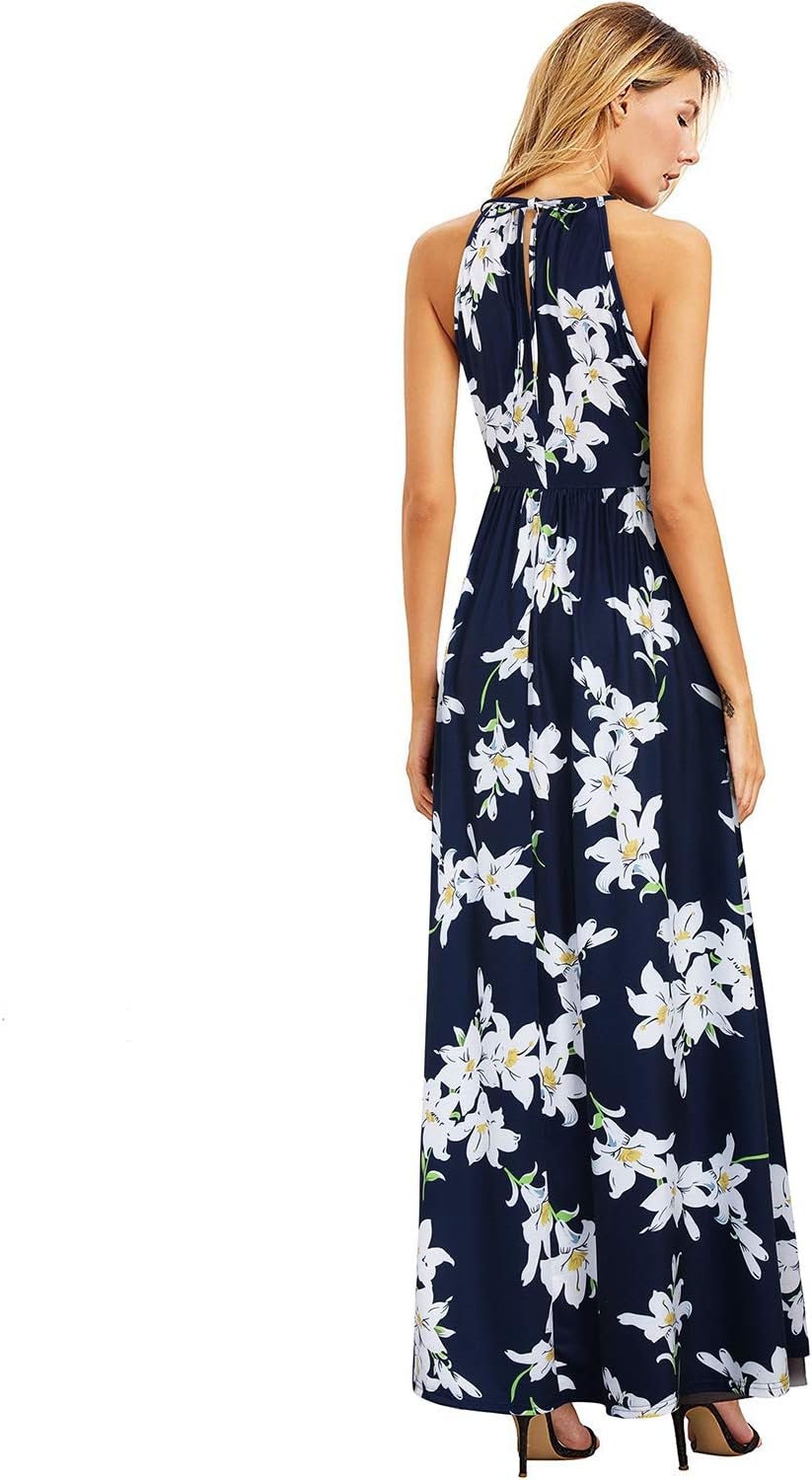 Valentina Vestito Maxi Floreale da Donna – Abito Elegante Halter Estivo da Spiaggia