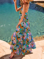 Robe Livia Femme – Robe Maxi Bohème, Col V Profond, Fente d'Été