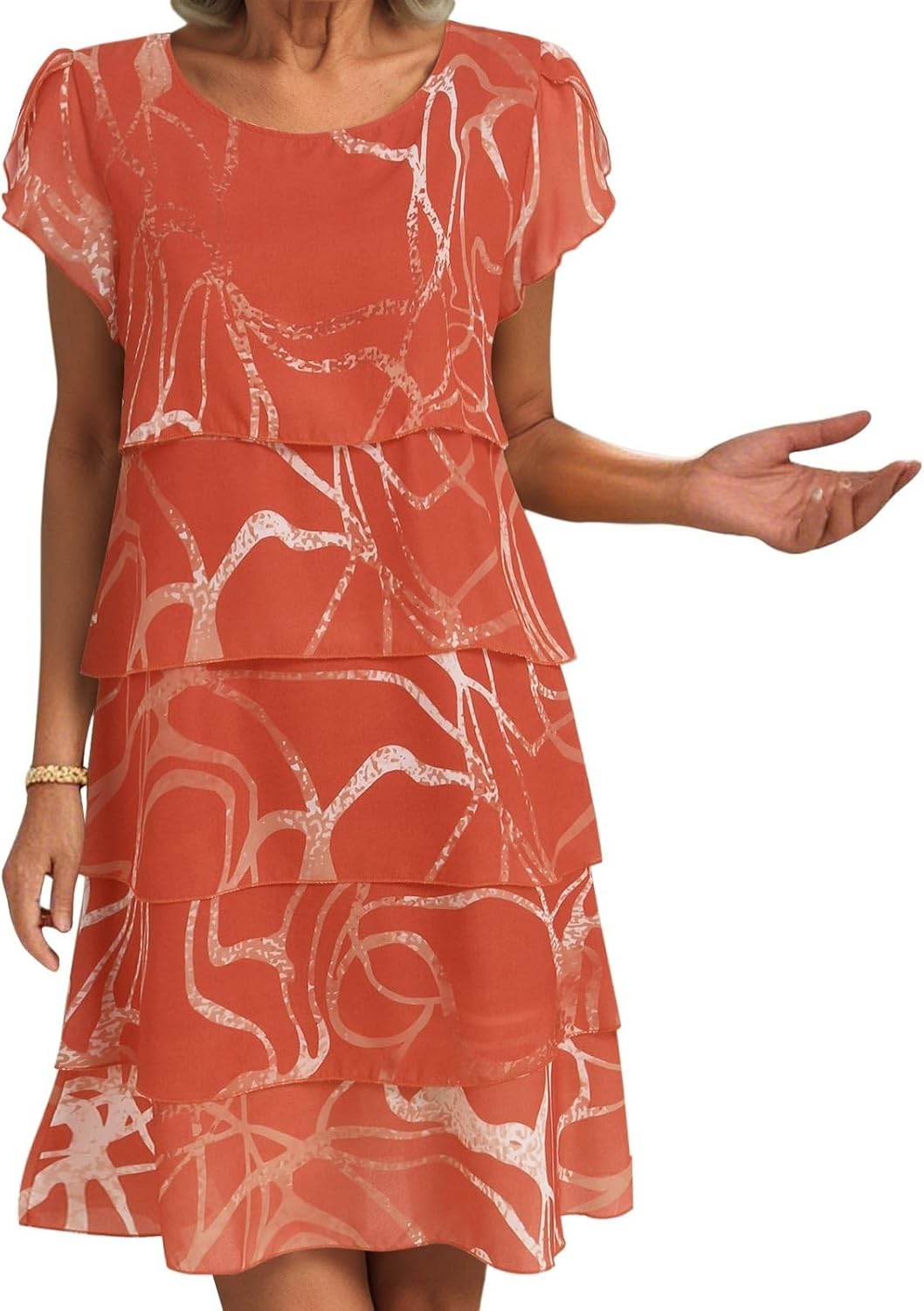 Aurora Vestito Boho Estivo da Donna – Abito Midi Floreale con Volant e Scollo Rotondo