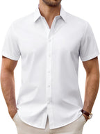 Juancho Chemise élégante pour homme – Chemise business extensible anti-taches à manches courtes