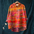 Hillary Abstract Print Women's Shirt – Colorful Oversized Blouse, Light Casual Chic