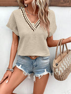 Francesca T-Shirt Femme – Col V, Top Décontracté Élégant, Manches Courtes Estival