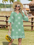 Stella Women's Boho Dress – Floral Summer Dress with Pockets and V-Neck