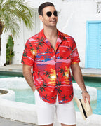 Marco Camicia Hawaiana Uomo – Camicia Tropicale Elasticizzata a Maniche Corte