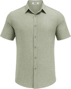 Lorenzo Camicia Estiva da Uomo – Camicia Casual a Maniche Corte Effetto Lino