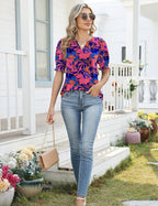 Pull Femme Giorgia – Col V, Manches Bouffantes, Top Décontracté Élégant Estival