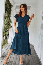 Valentina Vestido Boho para Mujer – Vestido Maxi Floral con Escote en V y Cinturón