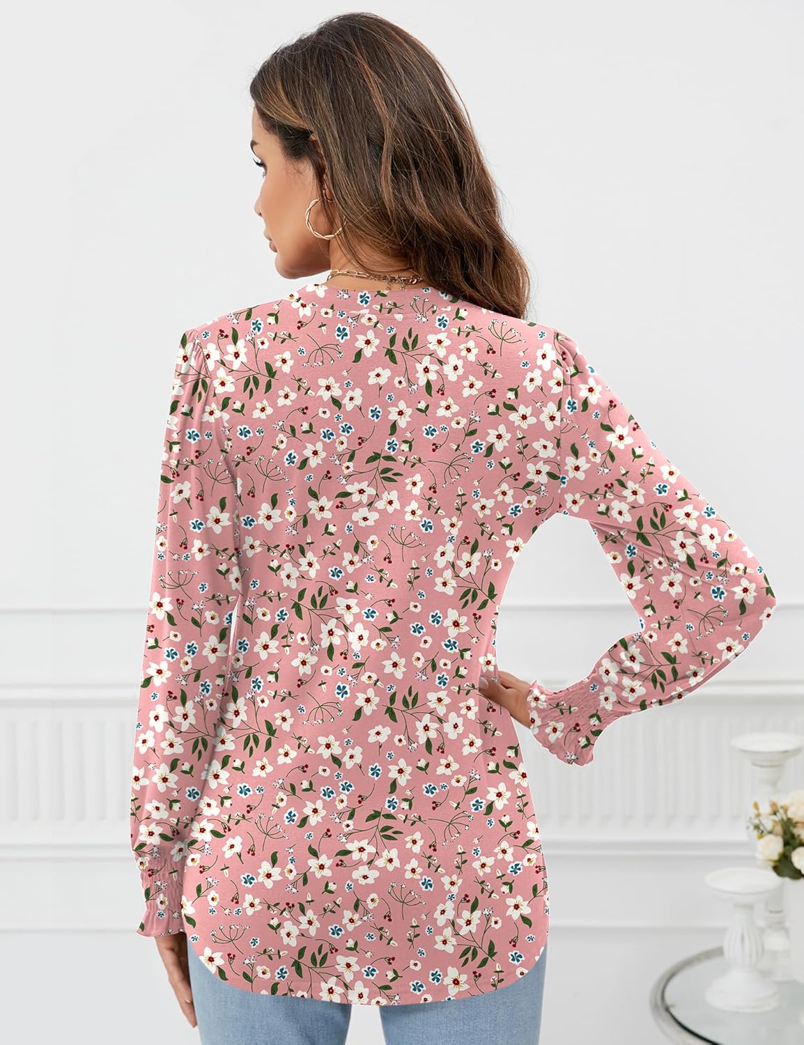 Beatrice Blusa Donna – Scollo V, Maniche Lunghe a Sbuffo, Tunica Elegante Casual