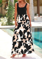 Giulia Abito Donna Maxi Floreale – Scollo U, Senza Maniche, A-Line, Tasche Estivo