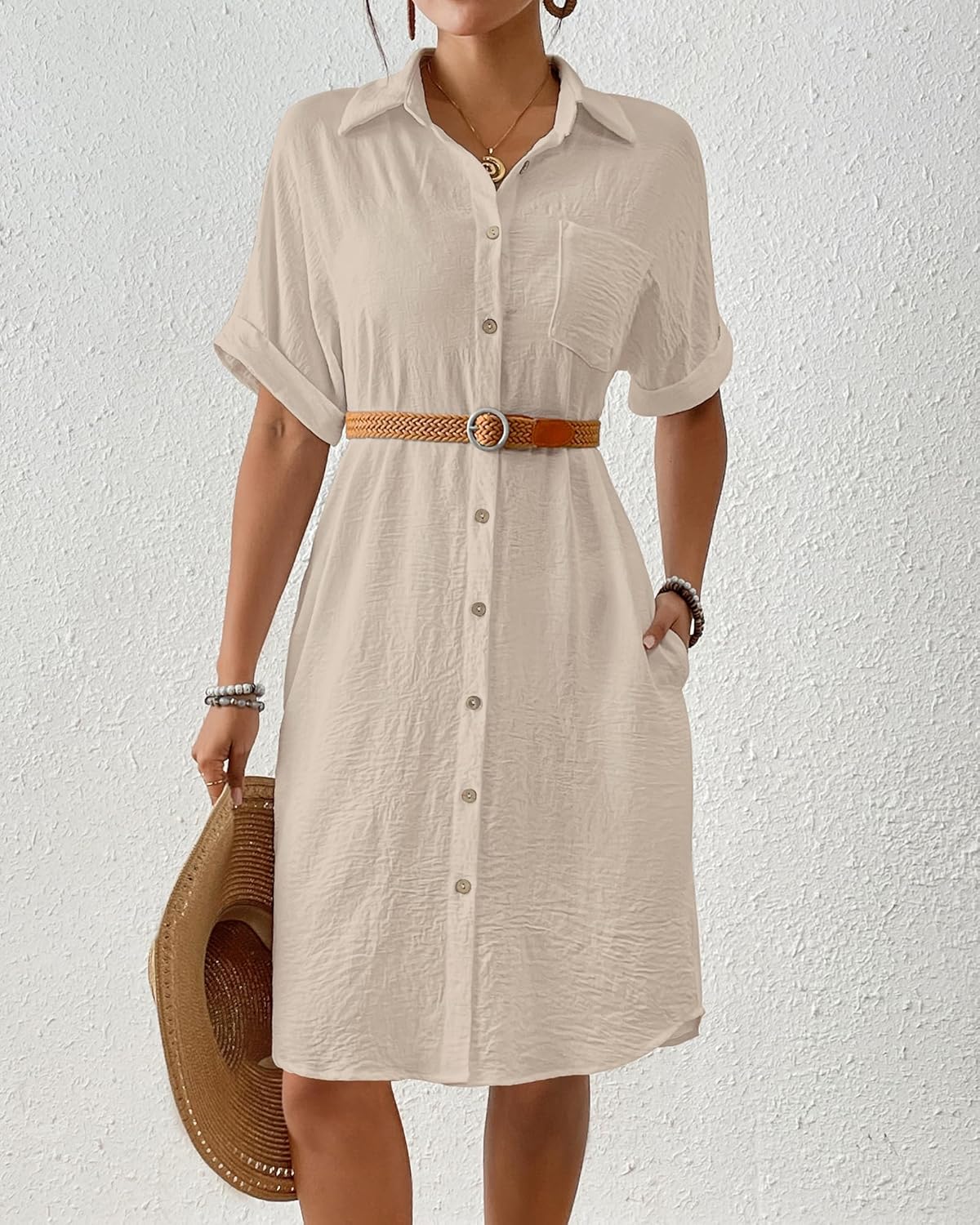 Sienna Vestido Pareo Mujer – Vestido Camisa de Playa con Botones y Bolsillos