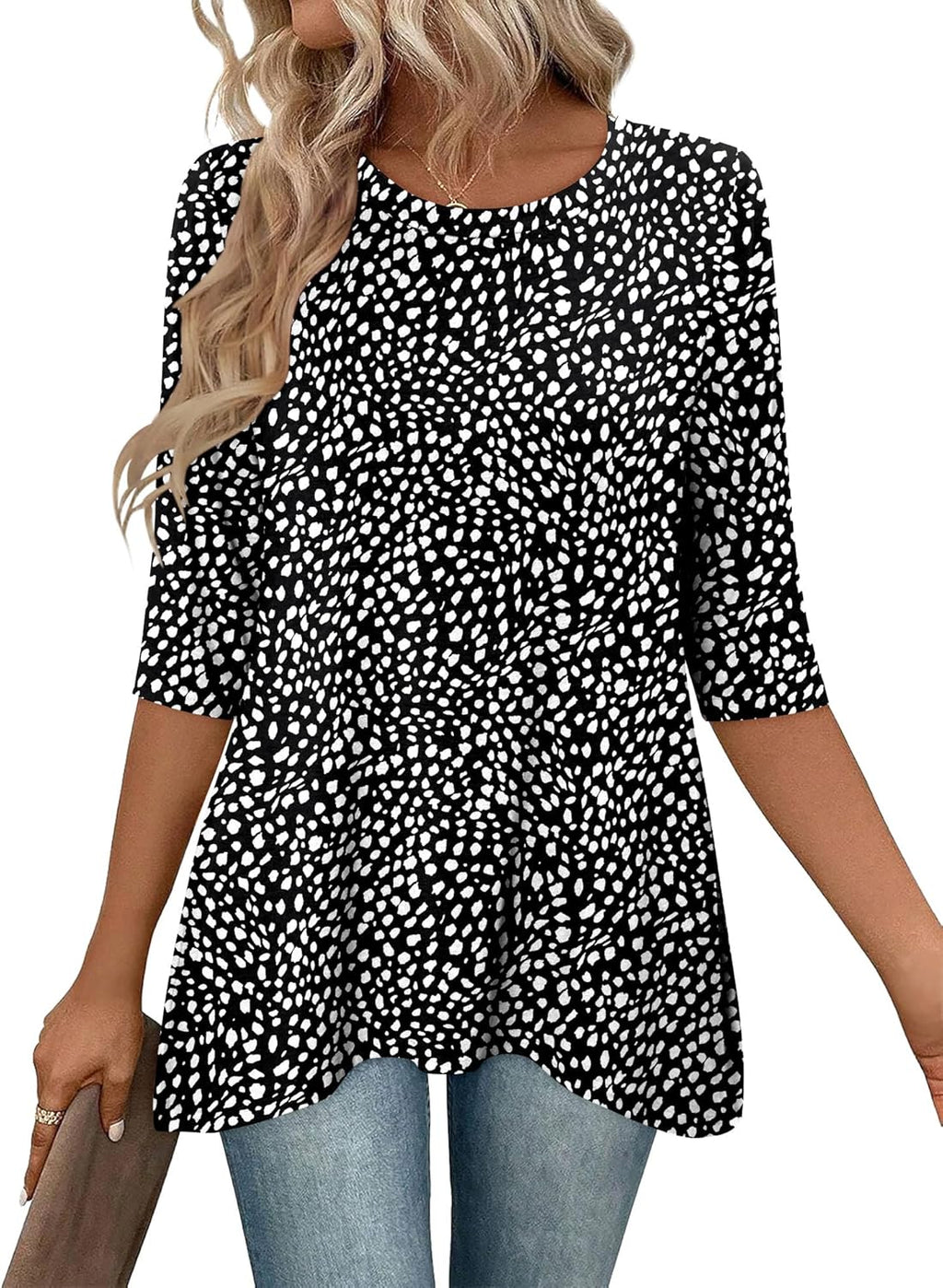 Elena Tunica Donna – Manica 3/4, Lunga, Girocollo, Loose Fit Casual Elegante