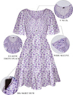 Robe Femme Martina Florale – Col V Smock, Manches Volantées, Ligne A Estivale
