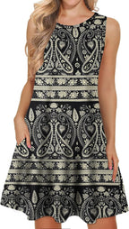 Valeria Robe Femme – Robe d’Été Florale, Sans Manches, Poches Décontractée