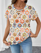Francesca Pull Femme – Col V Croisé, Manches Courtes, Élégant Décontracté