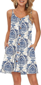 Chloe Vestito Estivo da Donna – Abito Mini con Spalline e Scollo V con Tasche