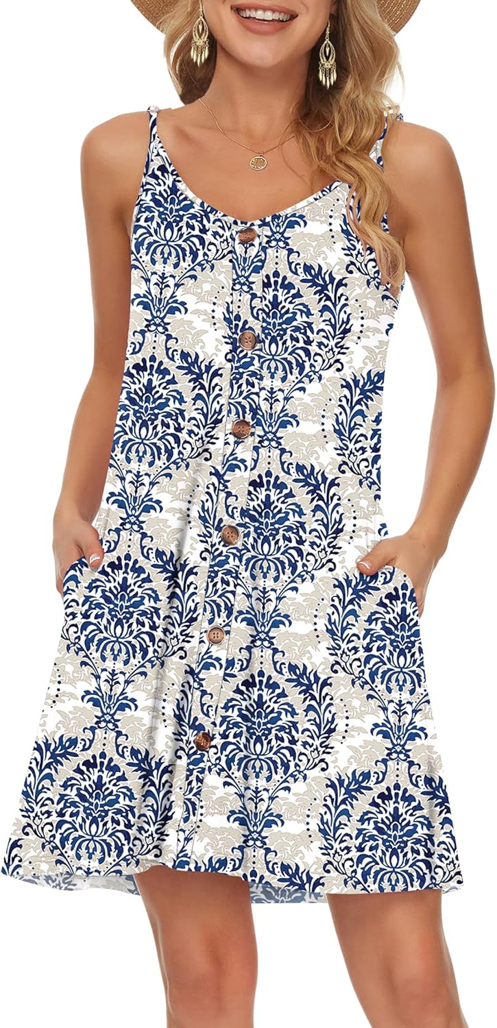 Chloe Vestito Estivo da Donna – Abito Mini con Spalline e Scollo V con Tasche
