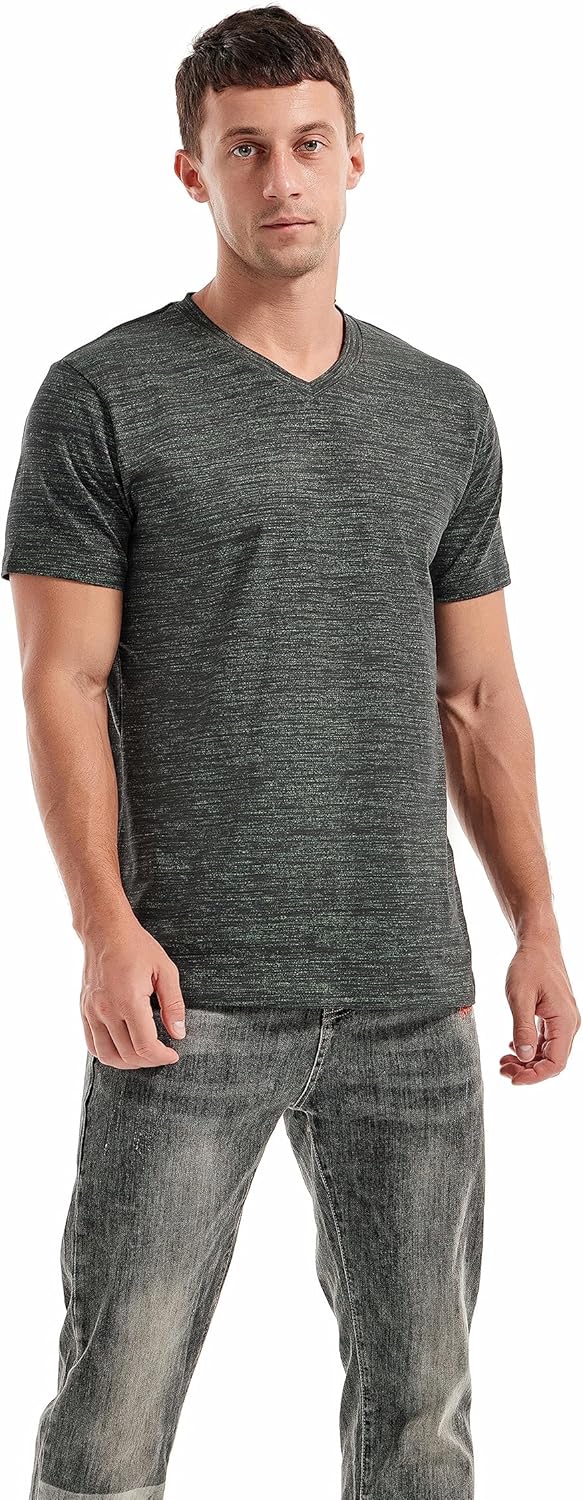 Camiseta Matteo para hombre con cuello en V – Camiseta casual elástica de algodón
