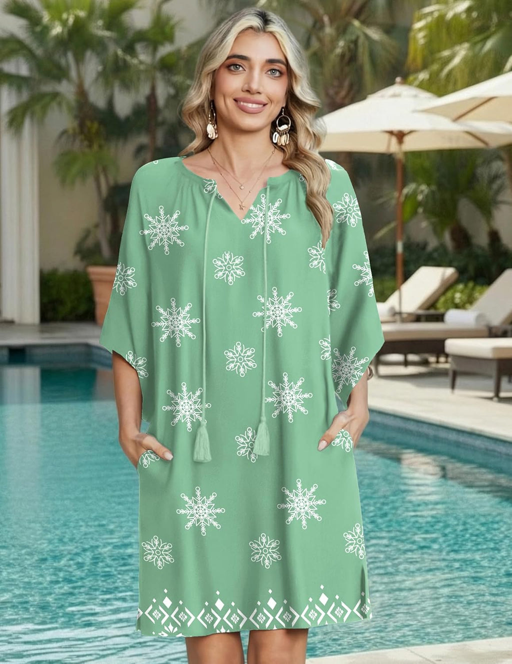 Stella Women's Boho Dress – Floral Summer Dress with Pockets and V-Neck
