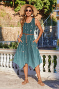 Mara Abito Donna Boho Midi – Floreale, Orlo Asimmetrico, Tasche Estivo