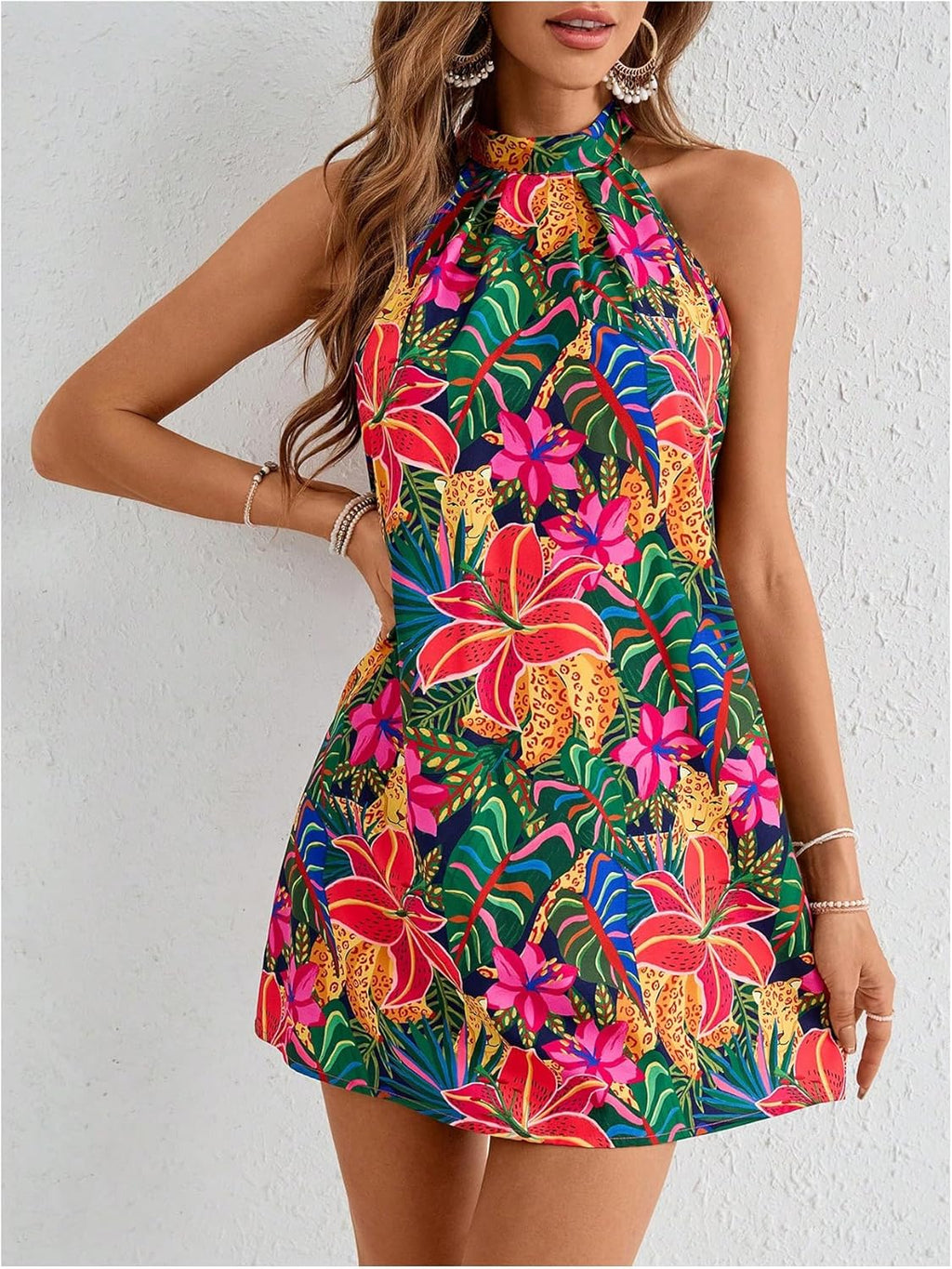 Veronica Abito Donna Floreale – Halter, A-Line, Schiena Scoperta, Estivo