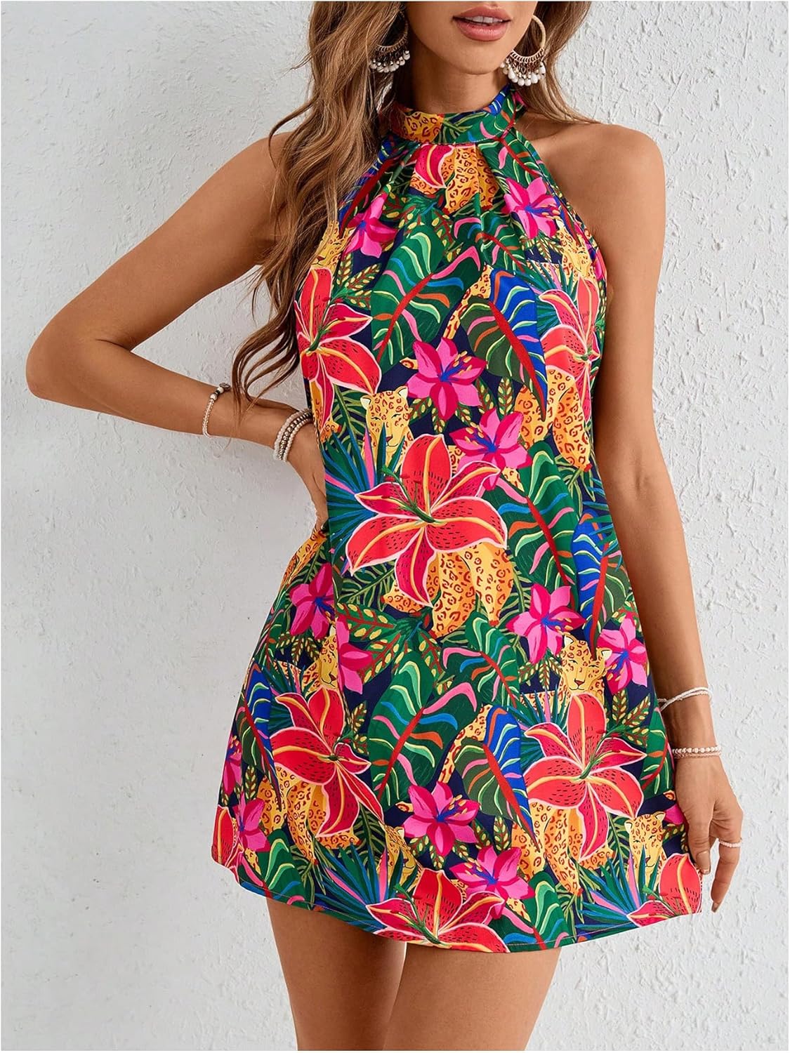 Veronica Abito Donna Floreale – Halter, A-Line, Schiena Scoperta, Estivo