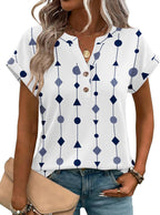 Chiara Blouse Femme – Col V, Manches Courtes, Top Bohème Élégant Décontracté S-3XL