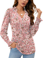 Beatrice Blusa Donna – Scollo V, Maniche Lunghe a Sbuffo, Tunica Elegante Casual