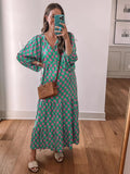 Mandie Abito Donna Maxi Boho – Scollo V Profondo, Mezza Manica, A-Line Estivo