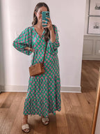 Mandie Abito Donna Maxi Boho – Scollo V Profondo, Mezza Manica, A-Line Estivo