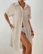 Sienna Vestido Pareo Mujer – Vestido Camisa de Playa con Botones y Bolsillos