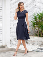 Élodie Robe Cocktail Femme – Robe Élégante en Dentelle avec Jupe en Chiffon