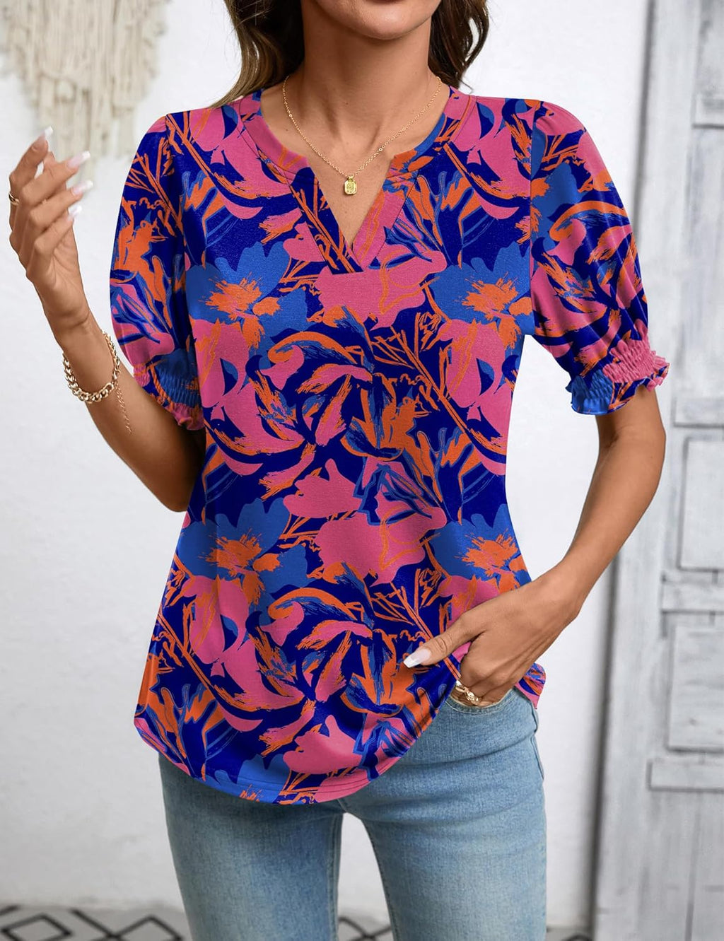 Pull Femme Giorgia – Col V, Manches Bouffantes, Top Décontracté Élégant Estival