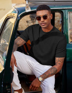 Camiseta Matteo para hombre en tejido jacquard – Camiseta casual elegante de cuello redondo