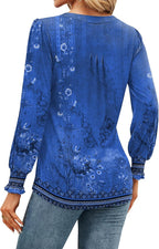 Francesca Blouse Femme – Col V, Manches Bouffantes, Tunique Florale Décontractée