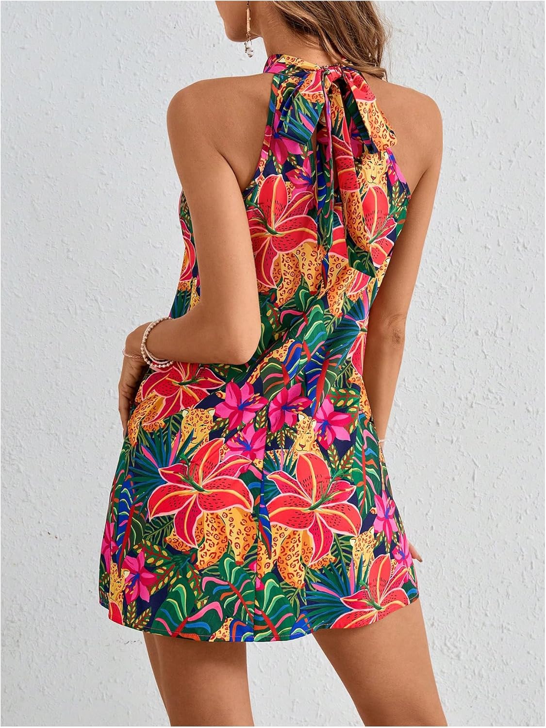 Veronica Abito Donna Floreale – Halter, A-Line, Schiena Scoperta, Estivo